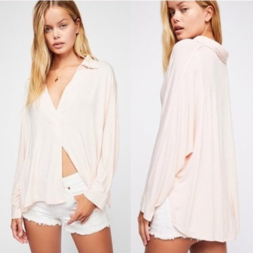 Free People Can’t Fool Me Peach Soft Blouse